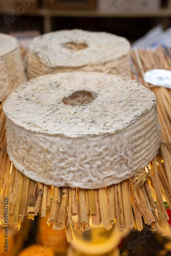 Cheese collection, French cheese Rouelle du Tarn made from raw goat milk in region Tarn in France photo