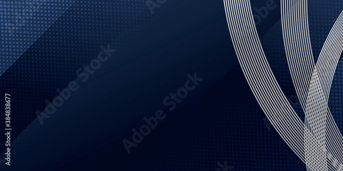 Navy blue silver curve shape background for presentation background 