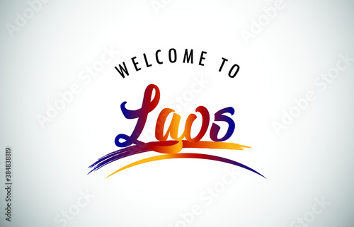 Laos Welcome To Message in Beautiful Colored Modern Gradients Vector Illustration.