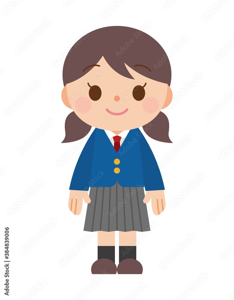 直立 学生 女性 直立 学生 女性