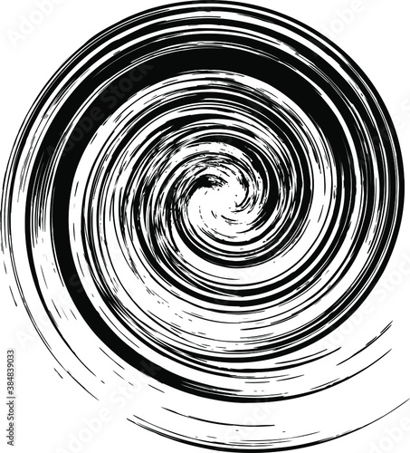 Black grunge stripe in vortex form. Geometric art. Vector illustration. Trendy design element for logo, tattoo, sign, symbol, web pages, prints, posters, template, pattern and abstract background