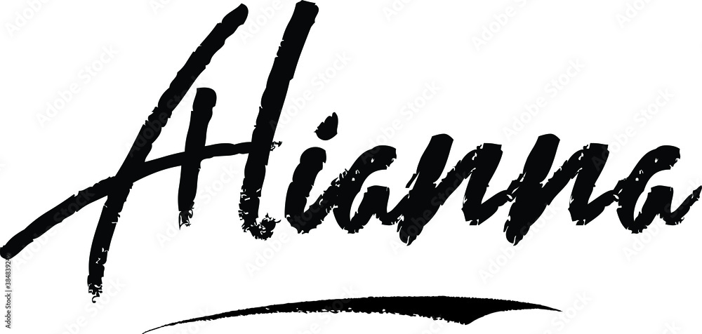 Alianna-Female name Modern Brush Calligraphy on White Background Alianna-Female name Modern Brush Calligraphy on White Background