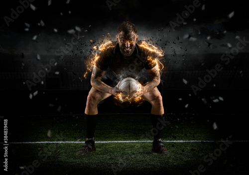 Canvas Print Rugby player in action