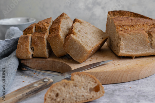 Whole oat sliced bread. Healthy eating concept