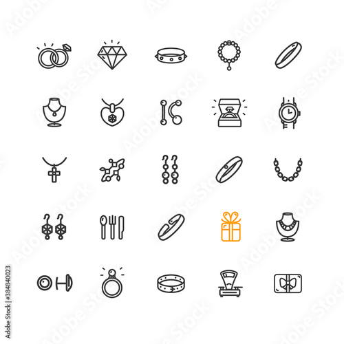 Jewelry Sign Thin Line Icon Set. Vector