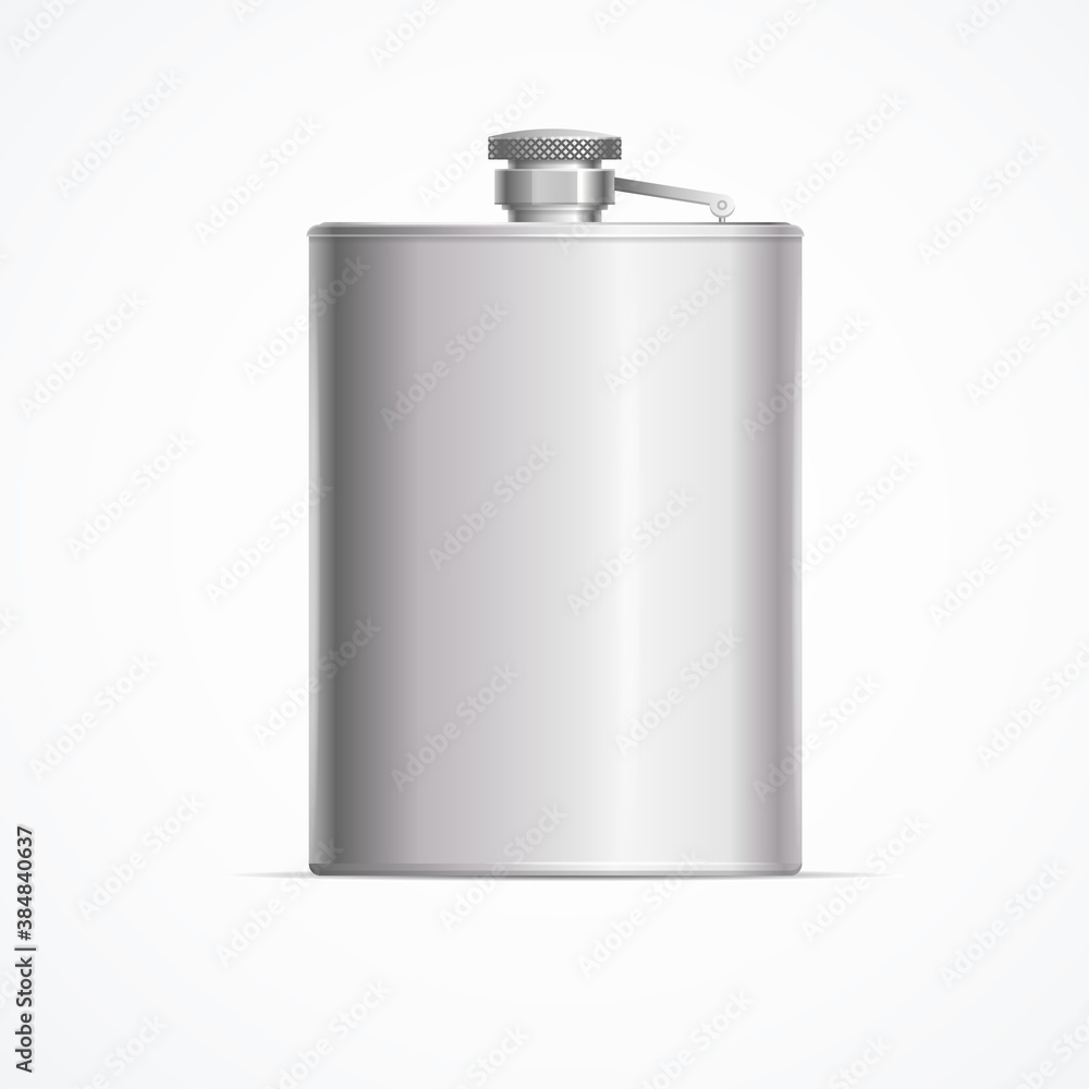 Realistic Detailed 3d Metal Hip Flask. Vector Realistic Detailed 3d Metal Hip Flask. Vector
