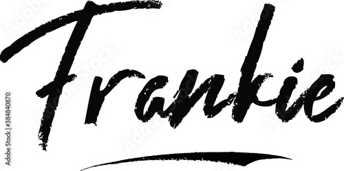 Frankie-Female name Modern Brush Calligraphy on White Background photo