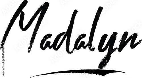 Madalyn-Female name Modern Brush Calligraphy on White Background photo