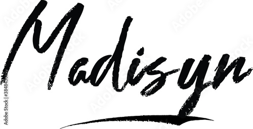 Madisyn-Female name Modern Brush Calligraphy on White Background