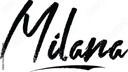 Milana-Female name Modern Brush Calligraphy on White Background photo