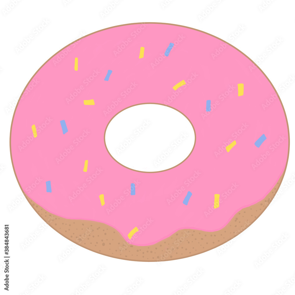 donut covered with pink icing with sprinkles donut covered with pink icing with sprinkles