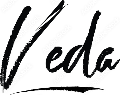 Veda-Female name Modern Brush Calligraphy on White Background