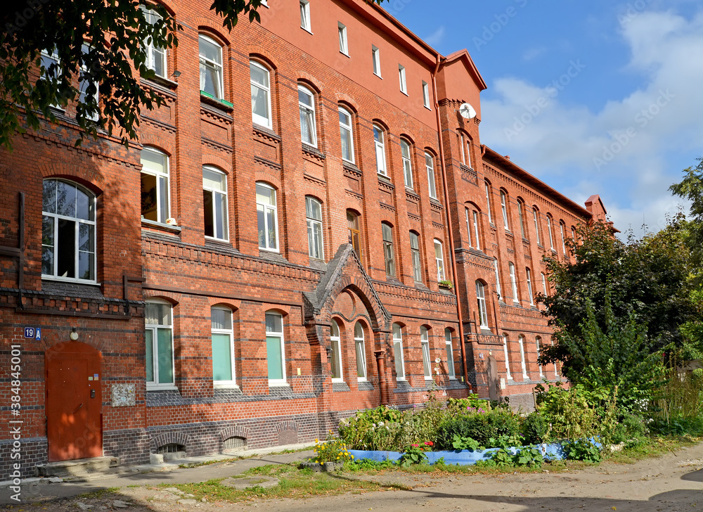 The brick building of the Lebenikht hospital (1903). Kaliningrad
