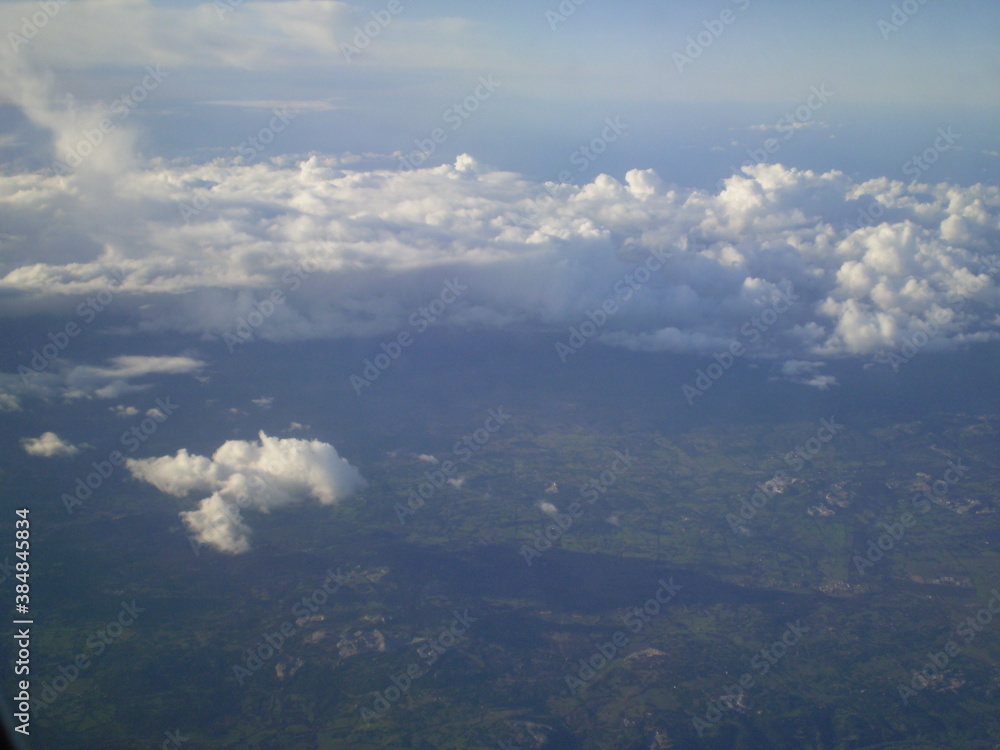 View of sky and clouds from an airplane 