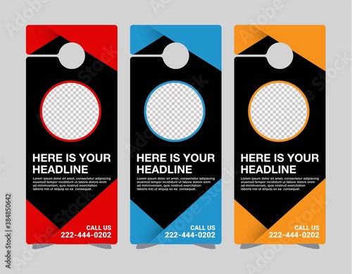 Door hanger design template, hotel knob design. Vector door hanger.