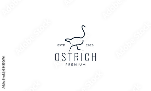 ostrich run line minimalist  logo vector illustration design