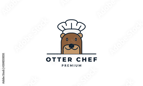 otter cooking vector illustration design