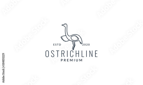 ostrich bird  lines minimal logo vector illustration design