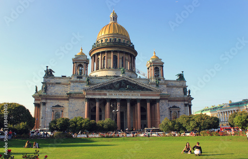 Saint Isaac's cathedral (Isaakievskiy Sobor) architecture from St Isaac square in St Petersburg, Russia