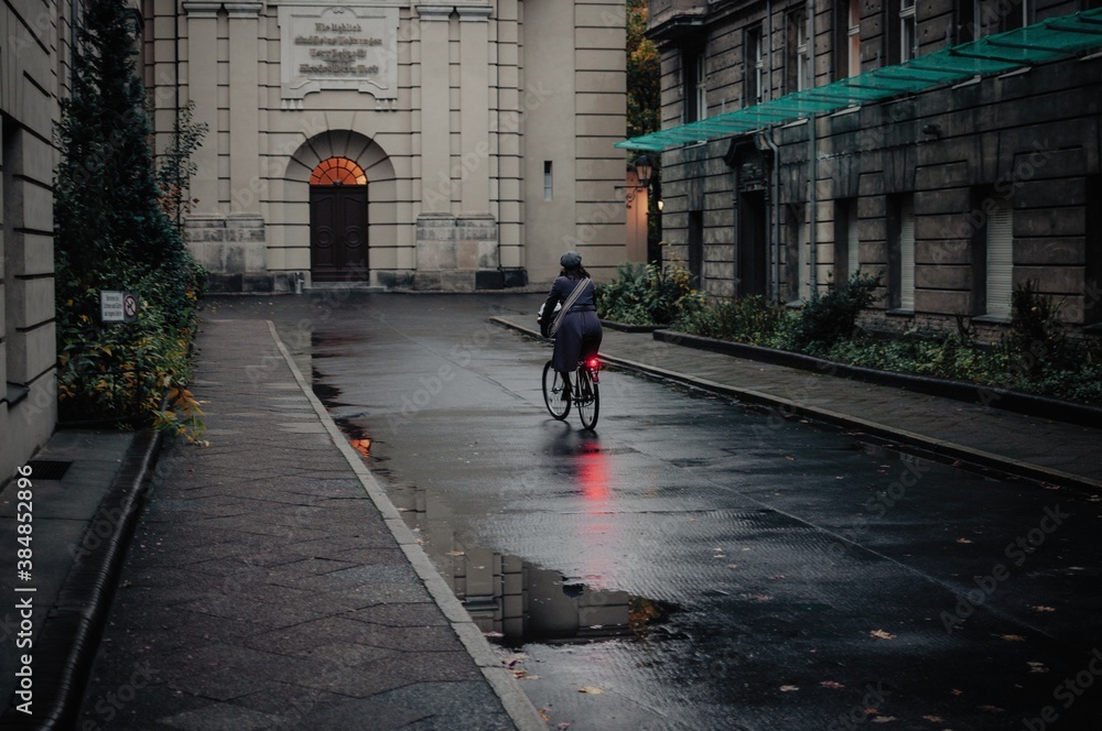 Woman riding a bike in Berlin