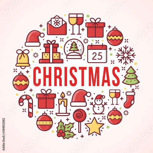 Illustration with different christmas and new year celebration elements