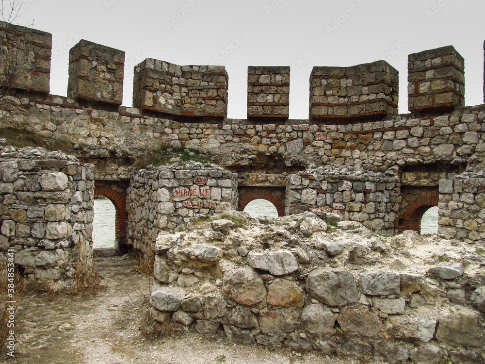 The ruins of the old tower on the Danube in Serbia