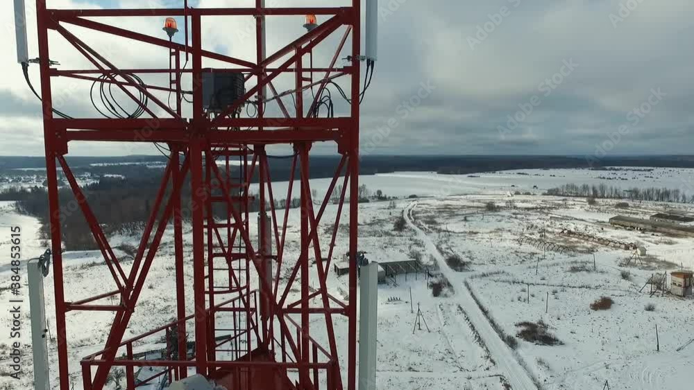 Cellular base station. close-up. aerial shot Cellular base station. close-up. aerial shot