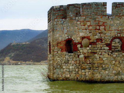 The ruins of the old tower on the Danube in Serbia photo