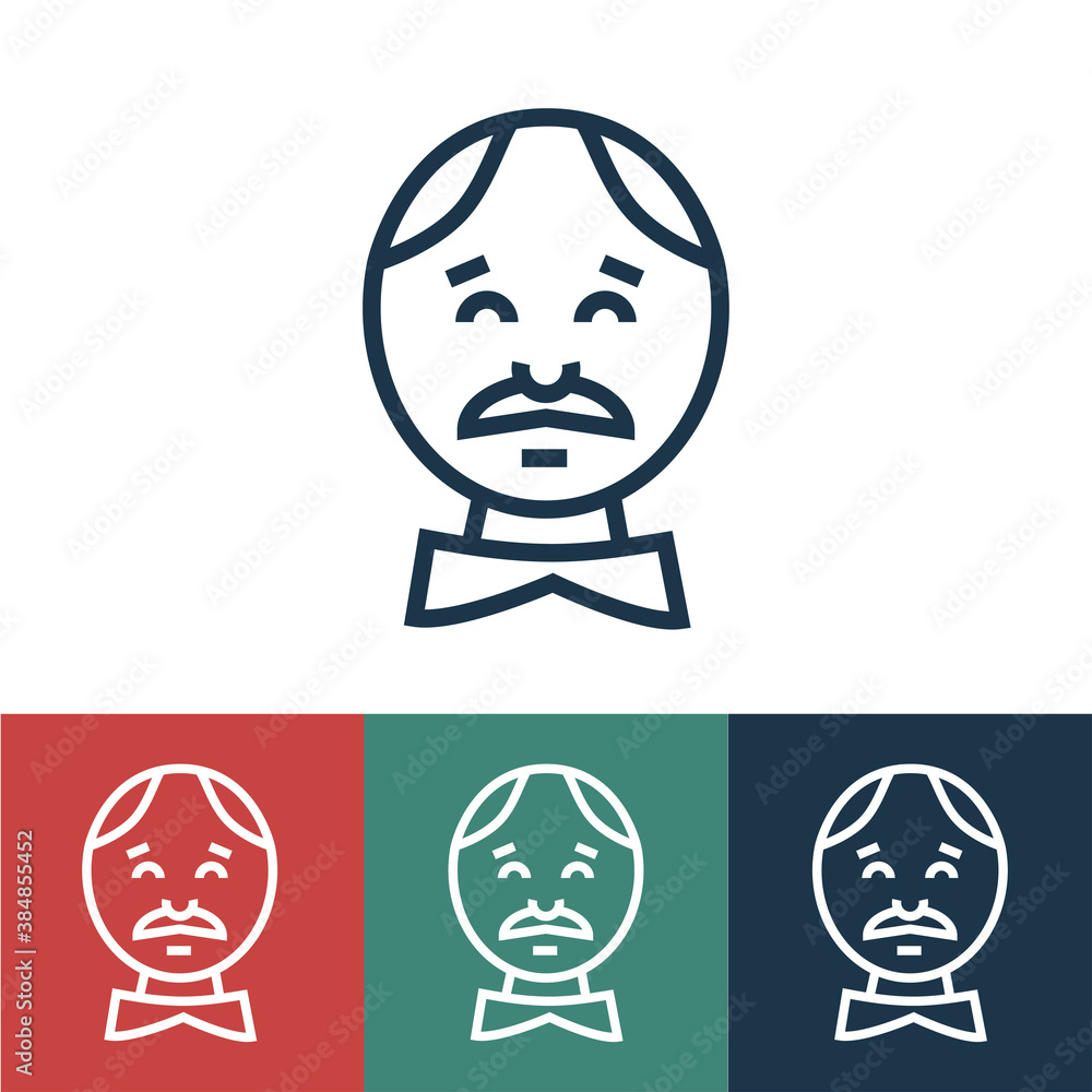 Linear vector icon with grandfather and mustache Linear vector icon with grandfather and mustache