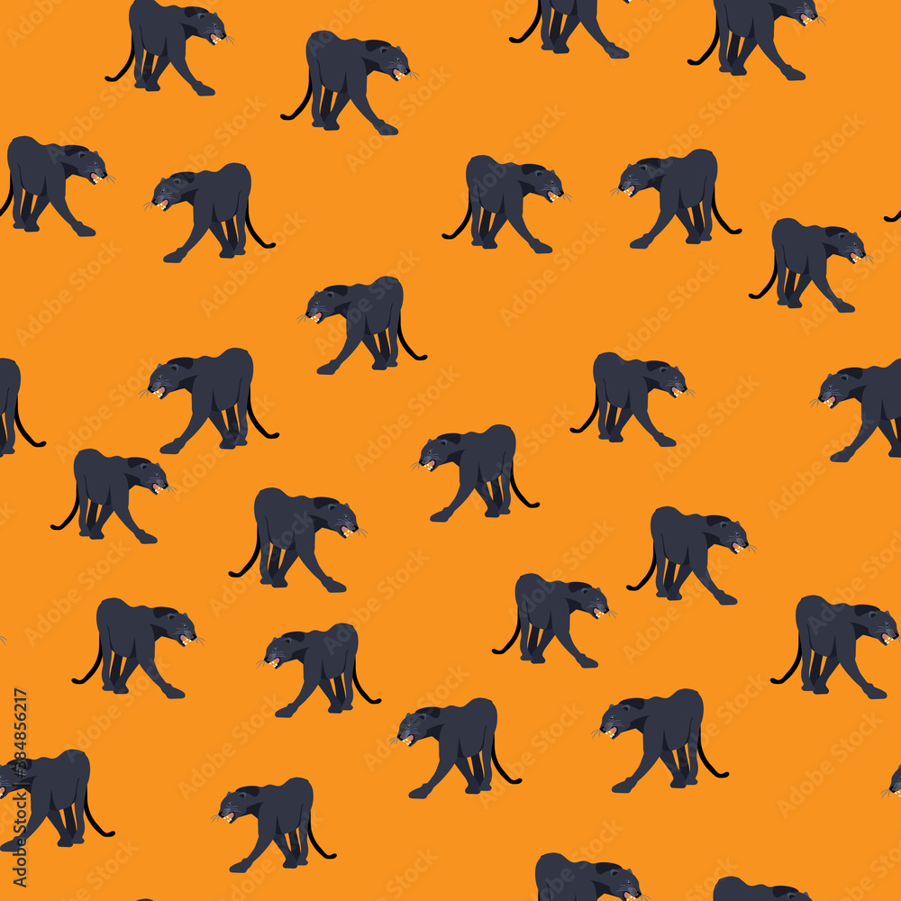 Obraz premium seamless pattern Black Jaguar Puma Lion Panther. Vector illustration. Animal