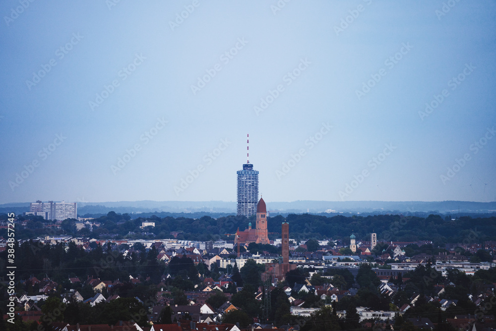 Hotelturm in Augsburg, Luftaufnahme 