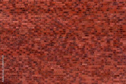 New red fine brick wall texture background. Empty. Copy space