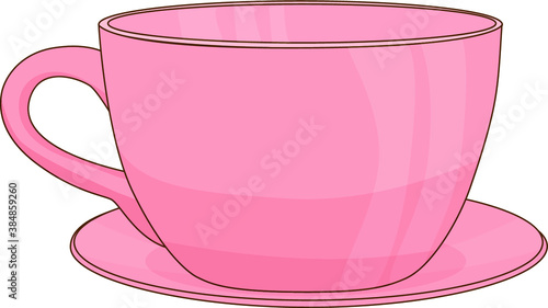 pink cup with saucer vector image