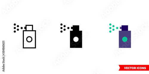 Sprayer tool icon of 3 types color, black and white, outline. Isolated vector sign symbol.