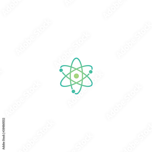 Atom green line icon. Electron scheme. chemistry or physics symbol.