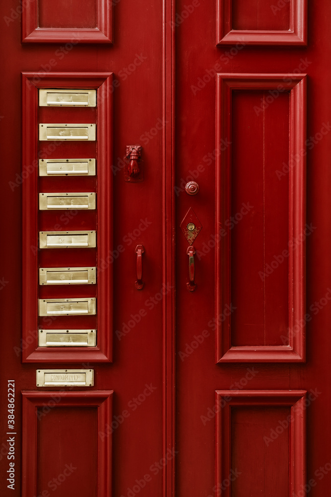 red door and mailbox red door and mailbox