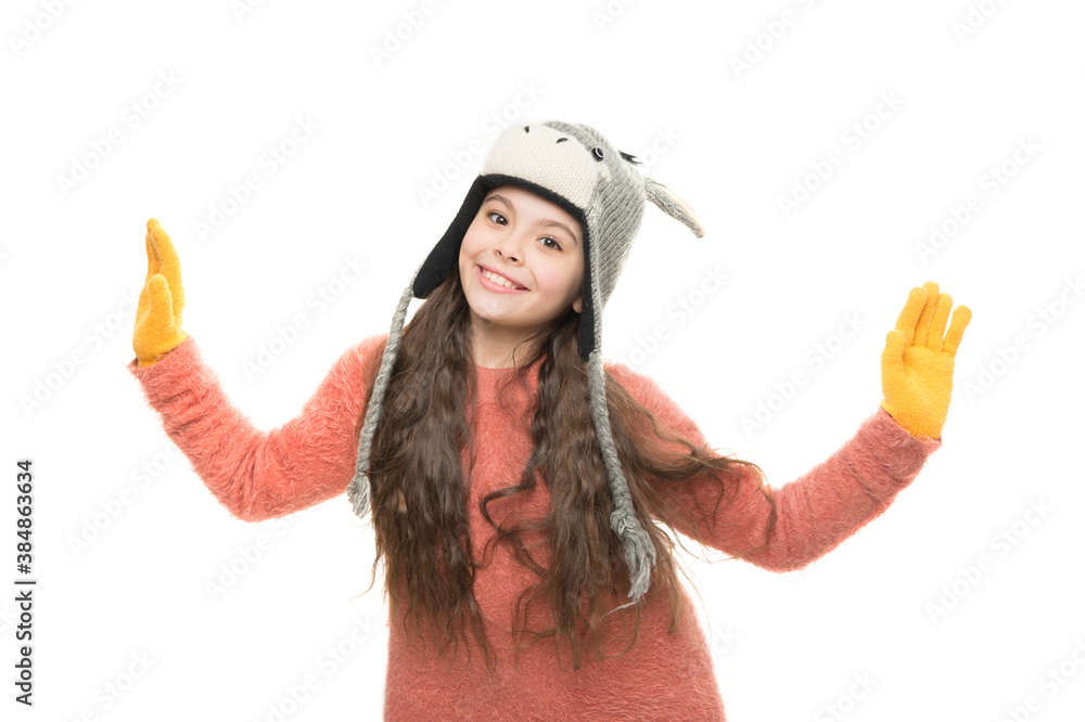 cashmere is very warm. xmas holiday activity. funny child cosy sweater isolated on white. cold winter weather. warm clothes and accessory fashion for kids. small girl in knitted hat and gloves cashmere is very warm. xmas holiday activity. funny child cosy sweater isolated on white. cold winter weather. warm clothes and accessory fashion for kids. small girl in knitted hat and gloves