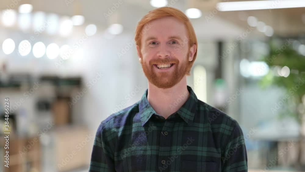 Portrait of Beard Redhead Man with Ok Sign by Hand Portrait of Beard Redhead Man with Ok Sign by Hand