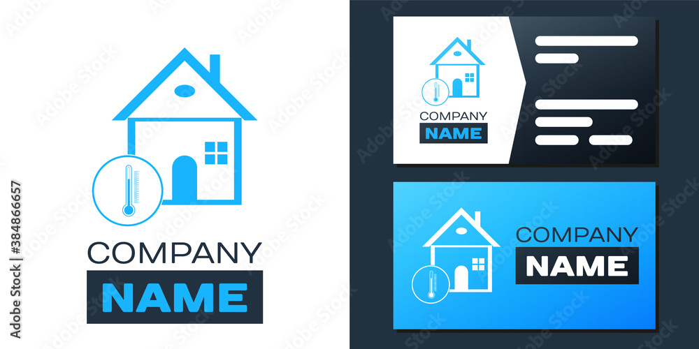 Logotype House temperature icon isolated on white background. Thermometer icon. Logo design template element. Vector.