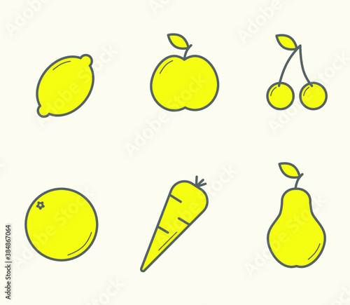 icons of fruits and carrot