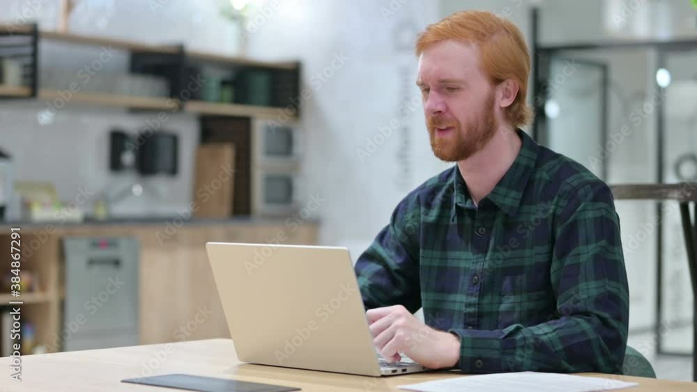Beard Redhead Man with Laptop Shouting, Screaming Beard Redhead Man with Laptop Shouting, Screaming