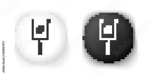 Black and white American football with goal post icon isolated on white background. Square button. Vector.