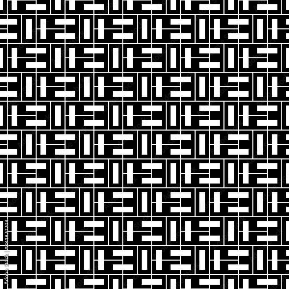 Seamless pattern with geometric ornament. Geometrical figures and lines. Rectangle shapes illustration. Repeated polygons background. Mosaic motif. Grid wallpaper. Digital paper for print. Vector art. Seamless pattern with geometric ornament. Geometrical figures and lines. Rectangle shapes illustration. Repeated polygons background. Mosaic motif. Grid wallpaper. Digital paper for print. Vector art.