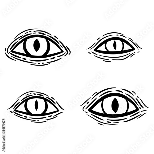 set of wrinkled monsters eyes