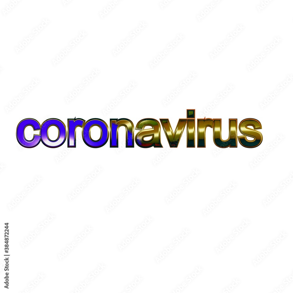 multicolor inscription coronavirus  with 3d effect.