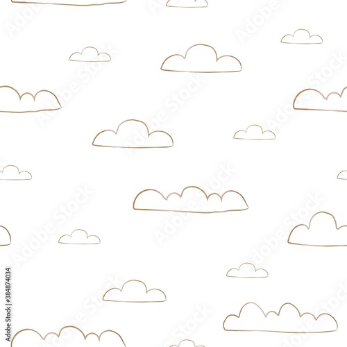 Seamless background with golden raining clouds