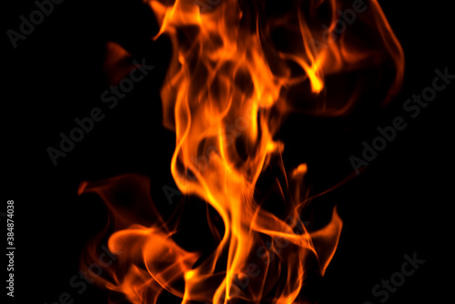 Fire flames abstract on black background. Fire and burning flame on dark background
