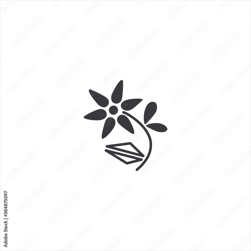 Blooming  flower icon logo vector illustration isolated on white