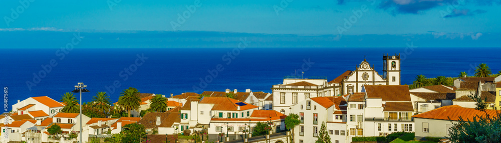 The town of Nordeste, which is the centre of the north eastern area on Sao Miguel Island, Azores. panorama