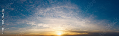 Canvas Print Dramatic sky with beautiful clouds at sunset in the evening